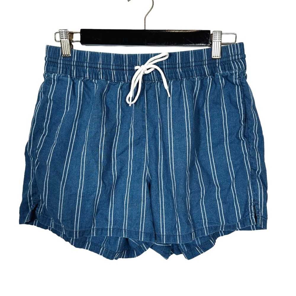 Madewell Blue Stripe Drawstring Pull On Short - Picture 2 of 6